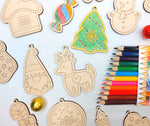 18pcs Wooden Christmas Ornaments Coloring Kit