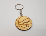 BASKETBALL personalised wooden keyring