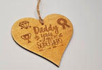 DADDY SUPERHERO wooden heart