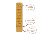 ANNIVERSARY personalised bookmark