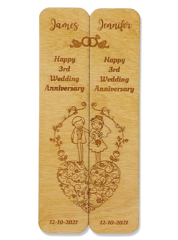 2X MARRIAGE ANNIVERSARY personalised bookmarks