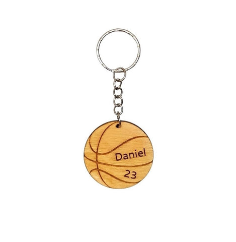 BASKETBALL personalised wooden keyring