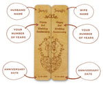 2X MARRIAGE ANNIVERSARY personalised bookmarks