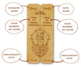 2X MARRIAGE ANNIVERSARY personalised bookmarks